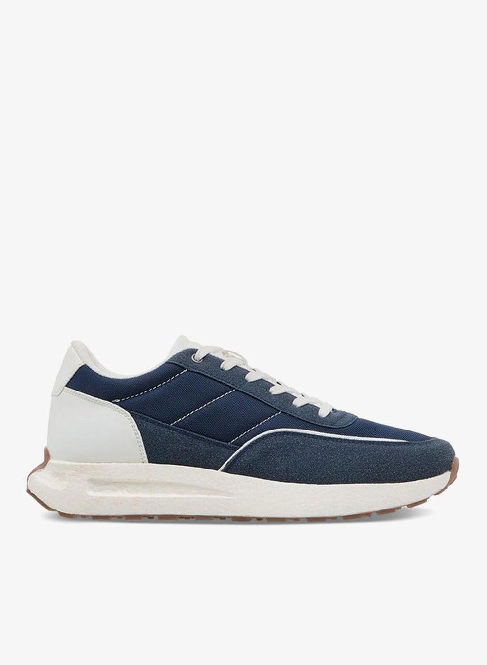 SS25 0020 Men's Navy Panelled Low-Top Sneakers - Image 1