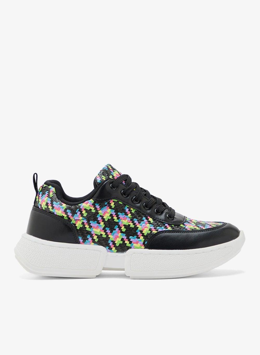 E1248 Weave Panel Chunky Low-Tops - Sleek Black - Image 1