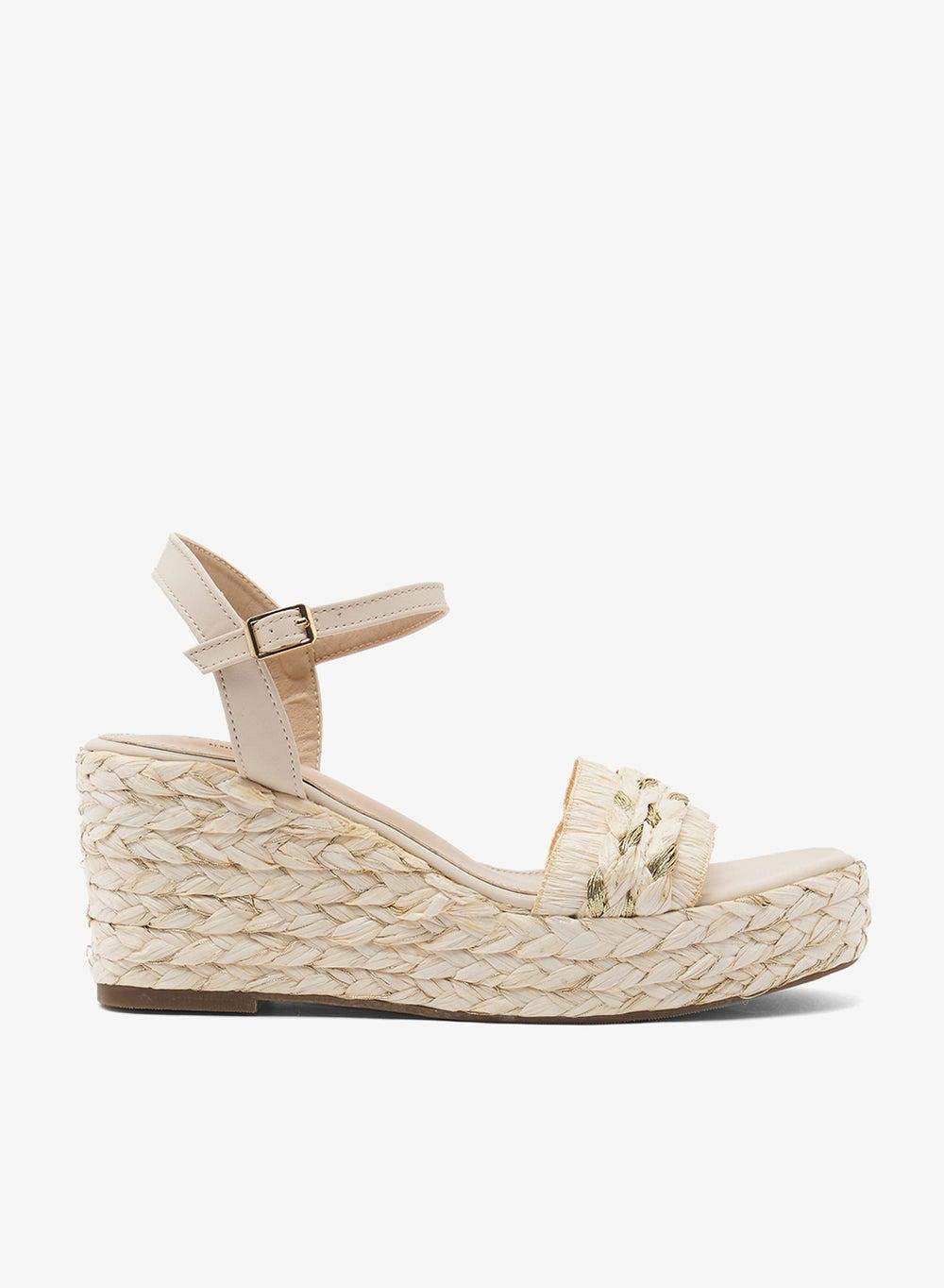 Elevate Beige Vhlmi12 Ankle Strap Wedge Sandals - Image 1