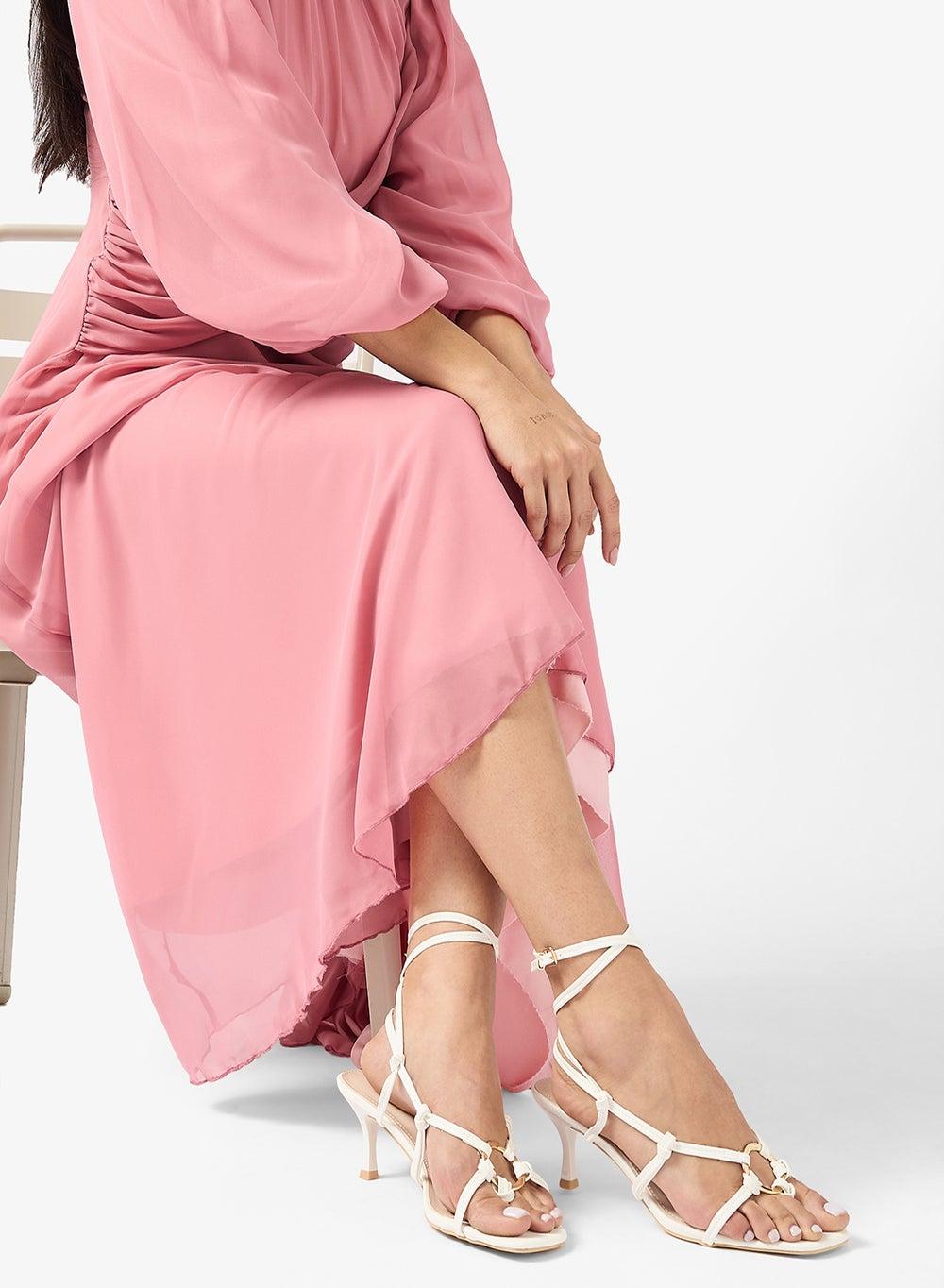 Chic White PU Mid Heel Sandal – Elevate Your Style - Image 1
