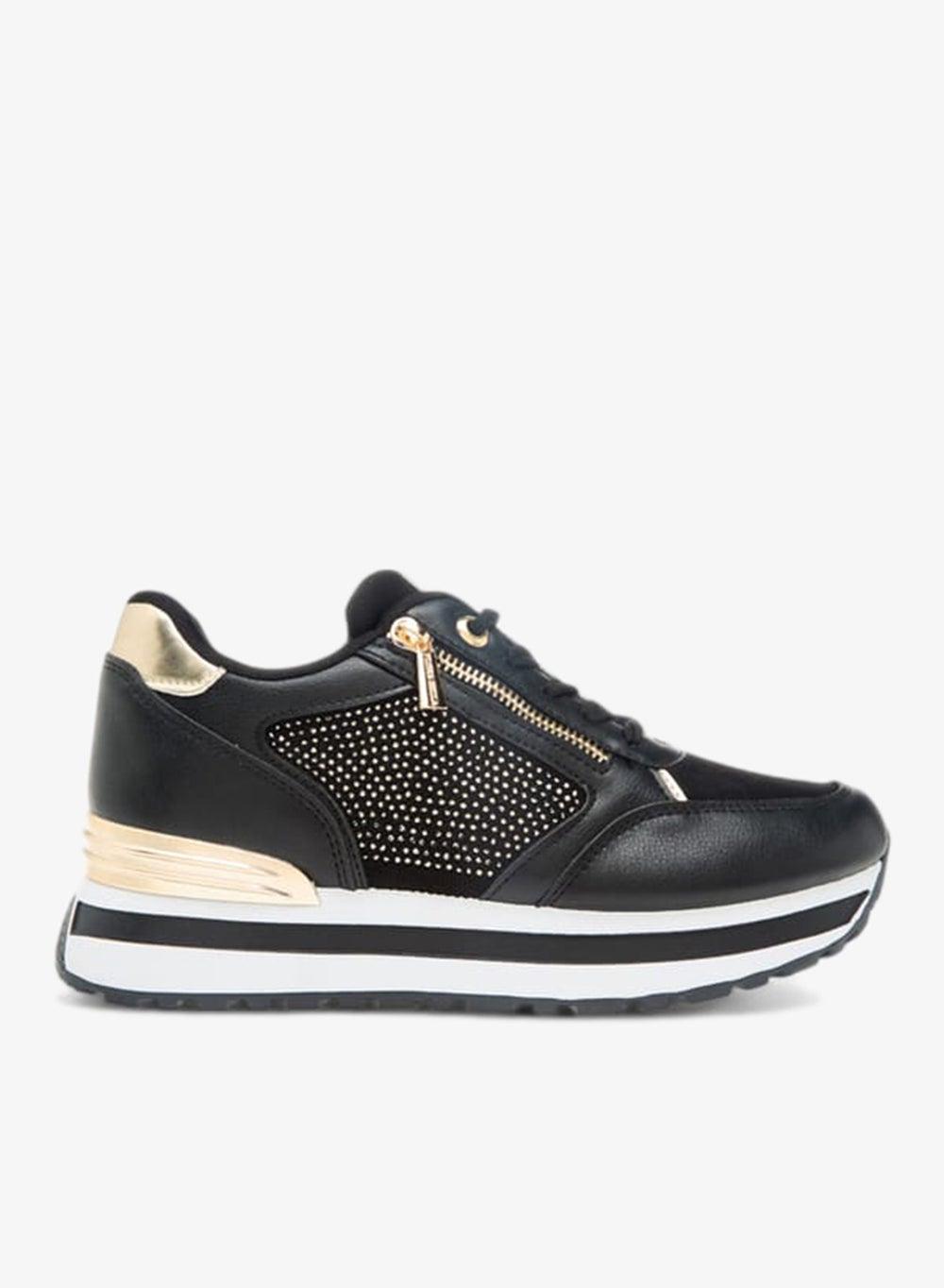 Elegant 16793Black Low-Top Panelled Sneakers for Women - Image 1