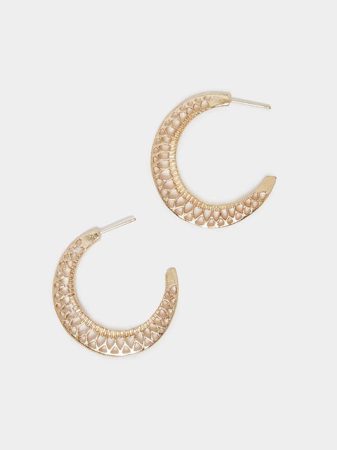 Styli Textured Moon Chic Earrings for Women - Image 1