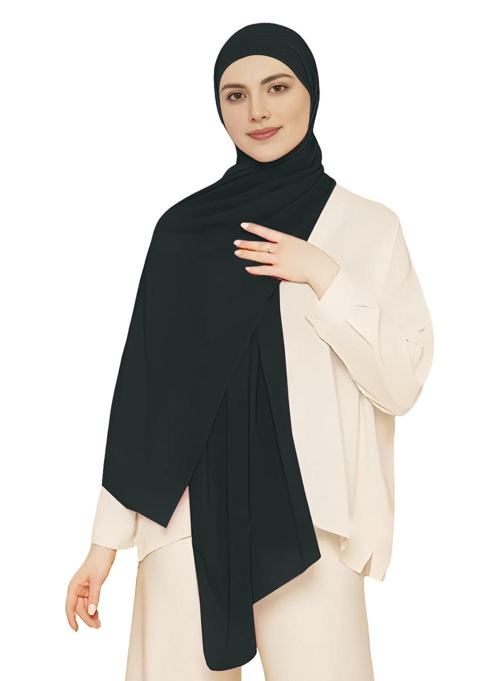 NUKHBAA Charleston Green Chiffon Hijab-H9: Timeless Elegance - Image 1