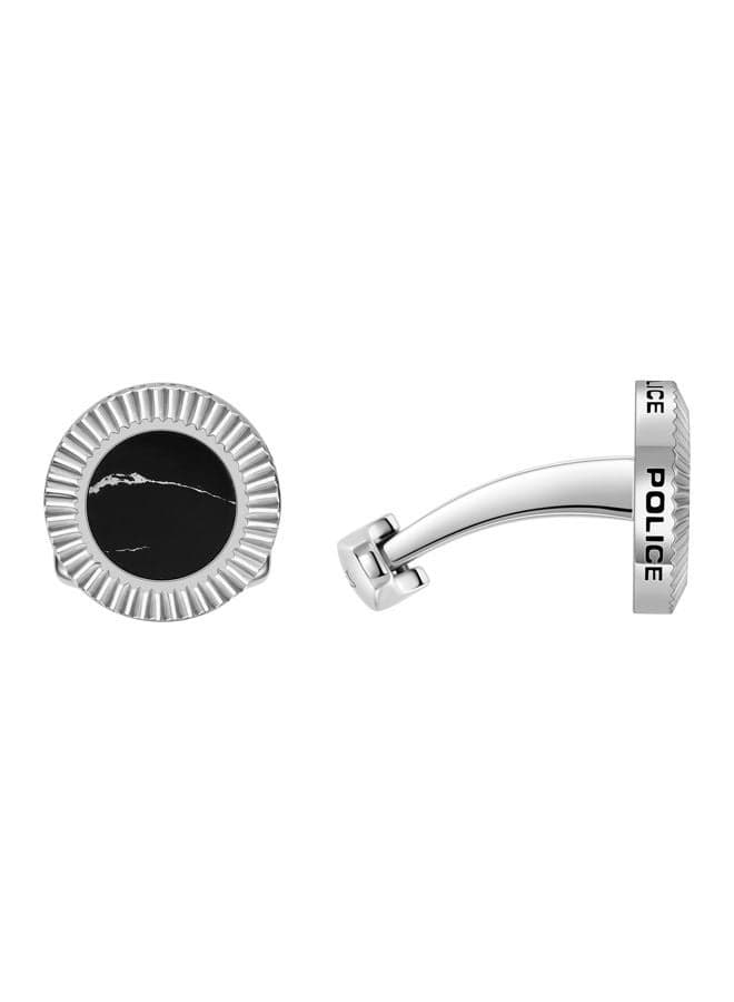 POLICE Ray Men's Black Agate Stainless Steel Cufflinks - Image 1