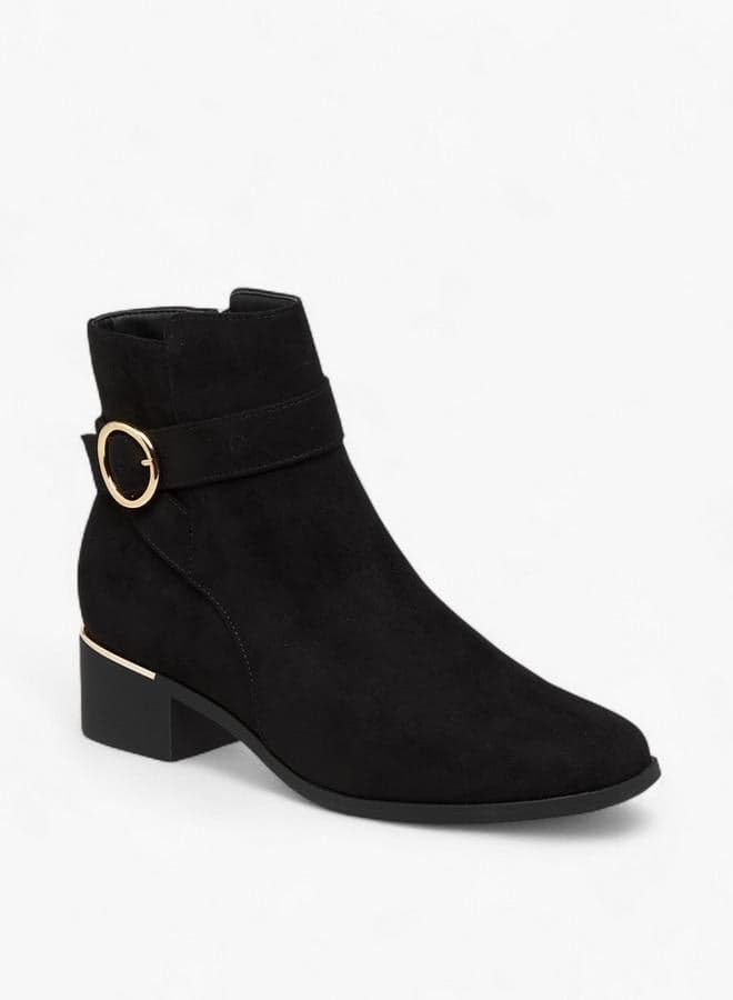 L15299 Elegant Black Suede Ankle Boots with Side Zip - Image 1