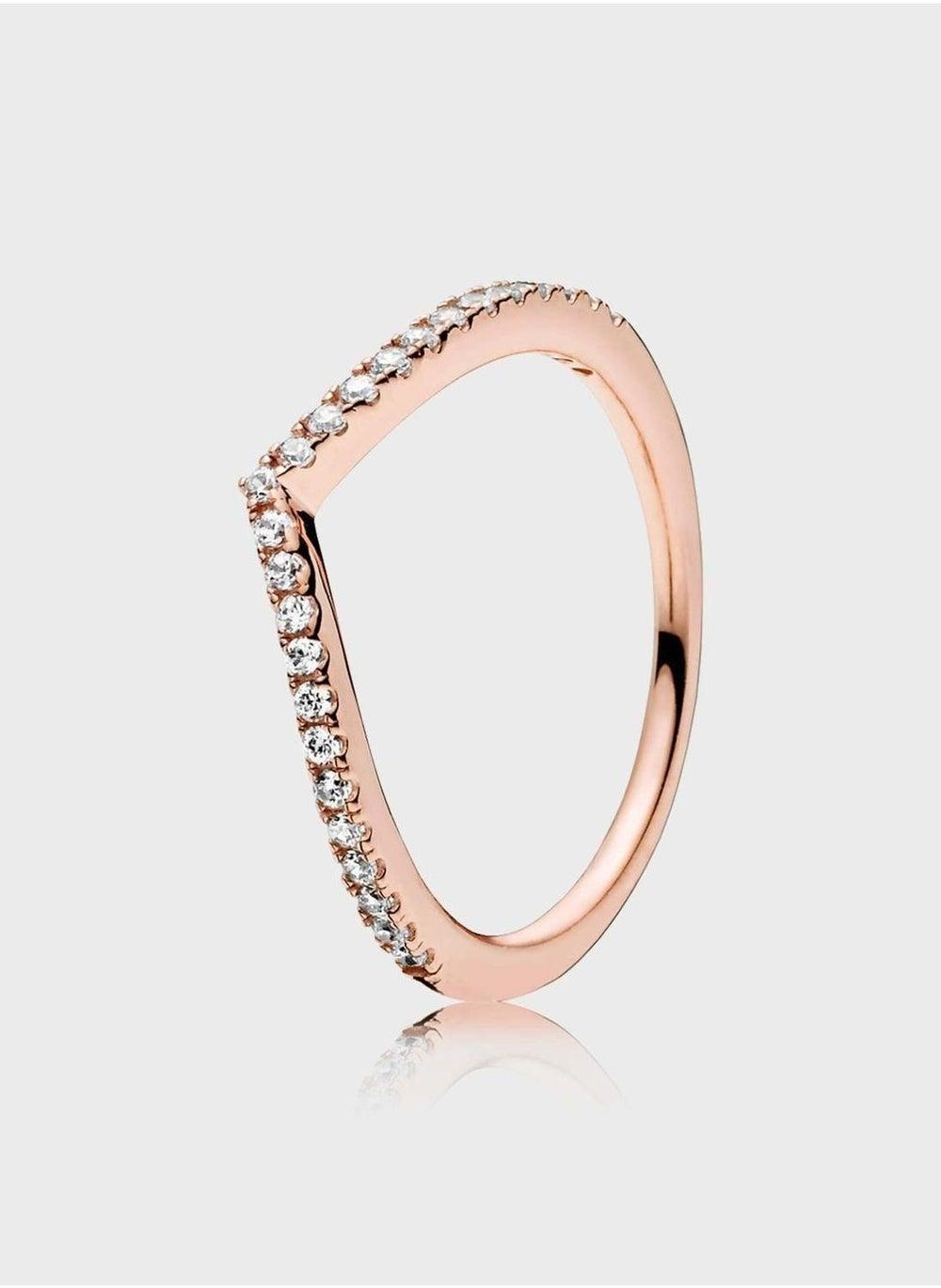 PANDORA Timeless Sparkling Wishbone Ring in 14k Rose Gold - Image 1