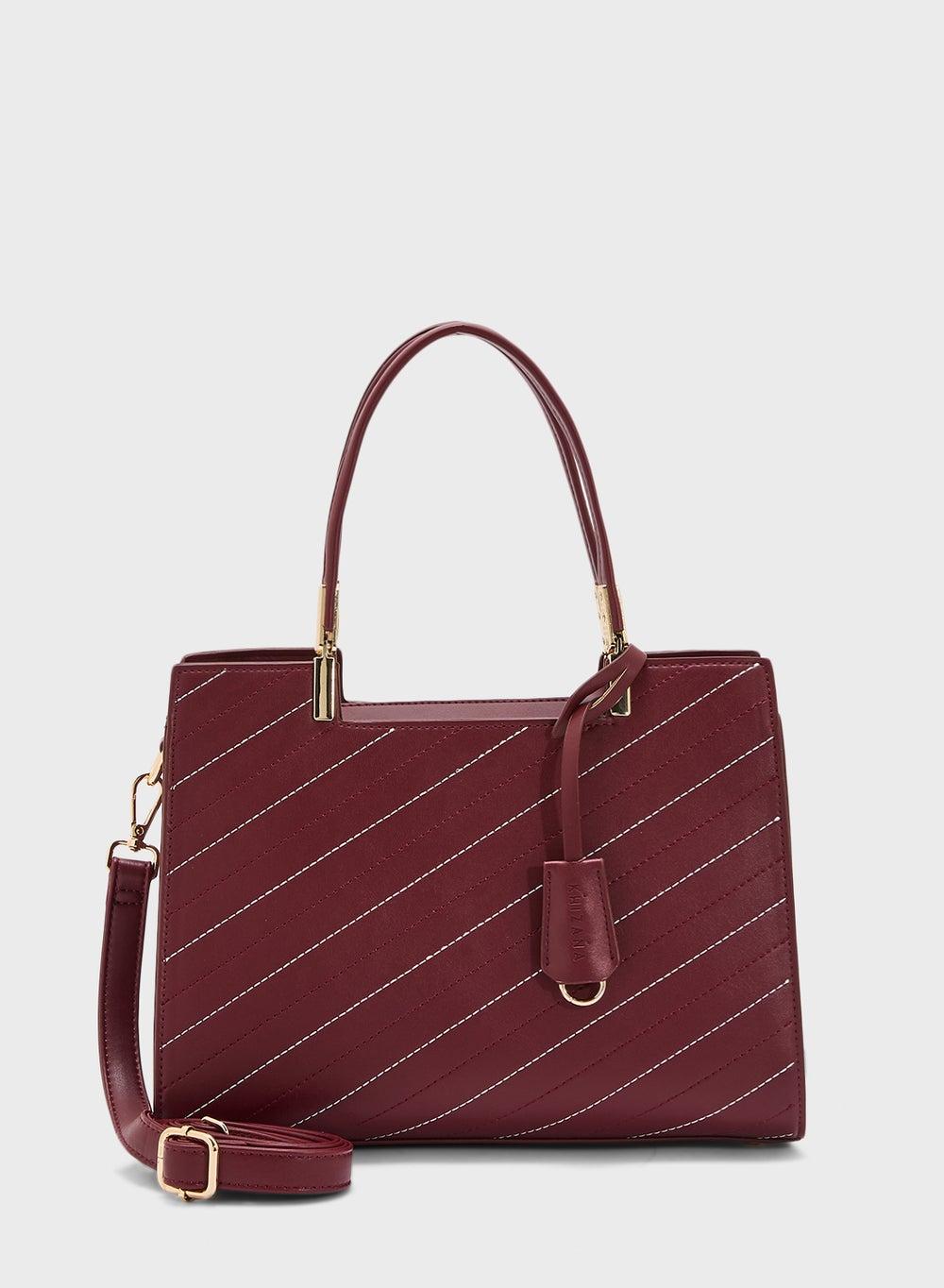 Khizana Stitch Detail Satchel Bag: Elegance on the Go - Image 1