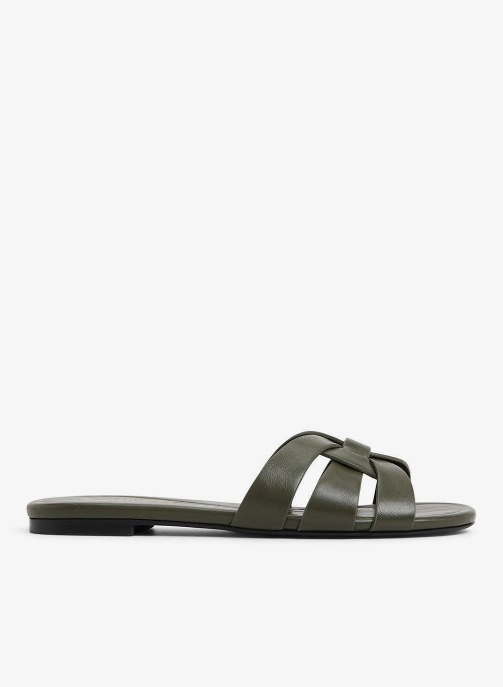 Allee Slides Dark Green - Elegant Vegan Flat Sandals - Image 1