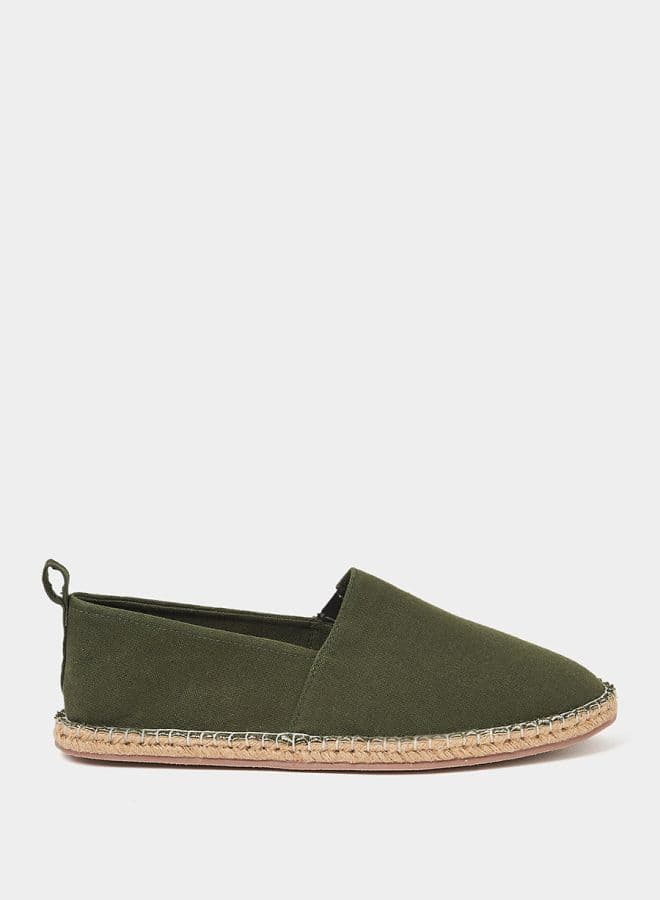 7004827715Khaki Canvas Espadrille: Timeless Green Elegance - Image 1