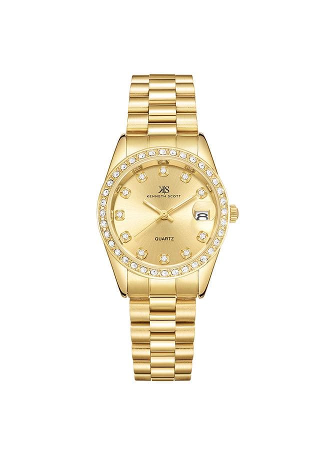 KENNETH SCOTT K23545-GBGC Elegant Gold Analog Women's Watch - Image 1