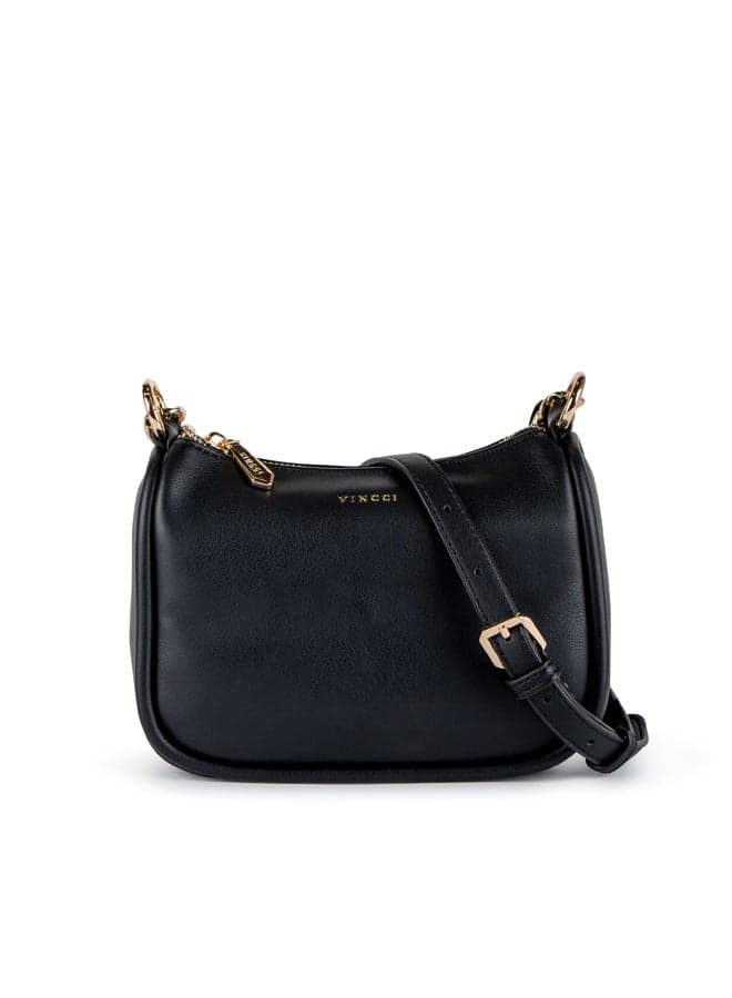 Vincci Elegance: Black Chain-Strap Shoulder Bag - Image 1
