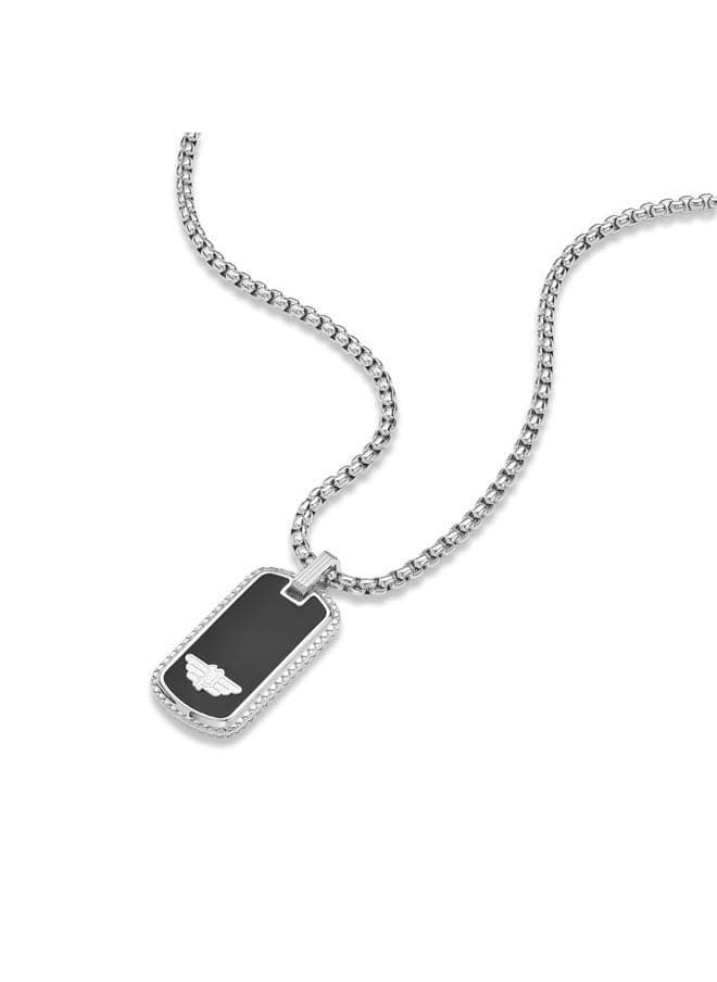 POLICE 50 Black Ion-Plated Wing Logo Necklace - Image 1