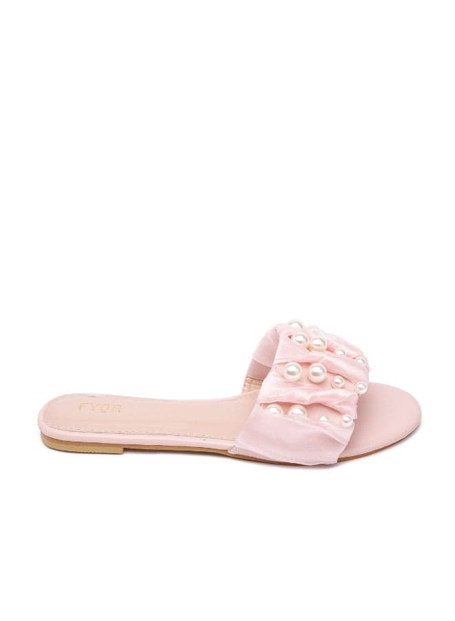 Elegant MY 215 Ruched Pearl Slide Sandal for Her - Image 1