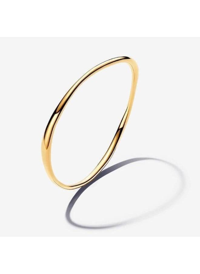 PANDORA 14K Gold-Plated Wavy Bangle - Elegance In Motion - Image 1