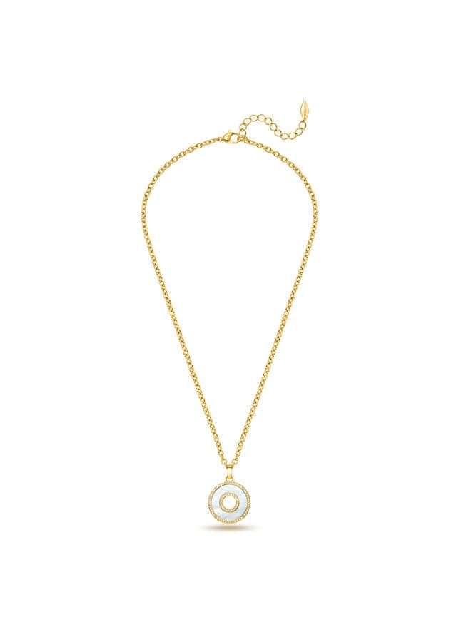 POLICE Saturn Gold-Plated Mother-of-Pearl & Crystal Necklace - Image 1