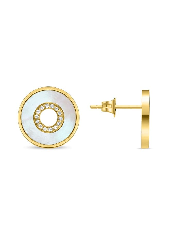 POLICE Saturn Gold-Plated Crystal & Pearl Earrings - Image 1