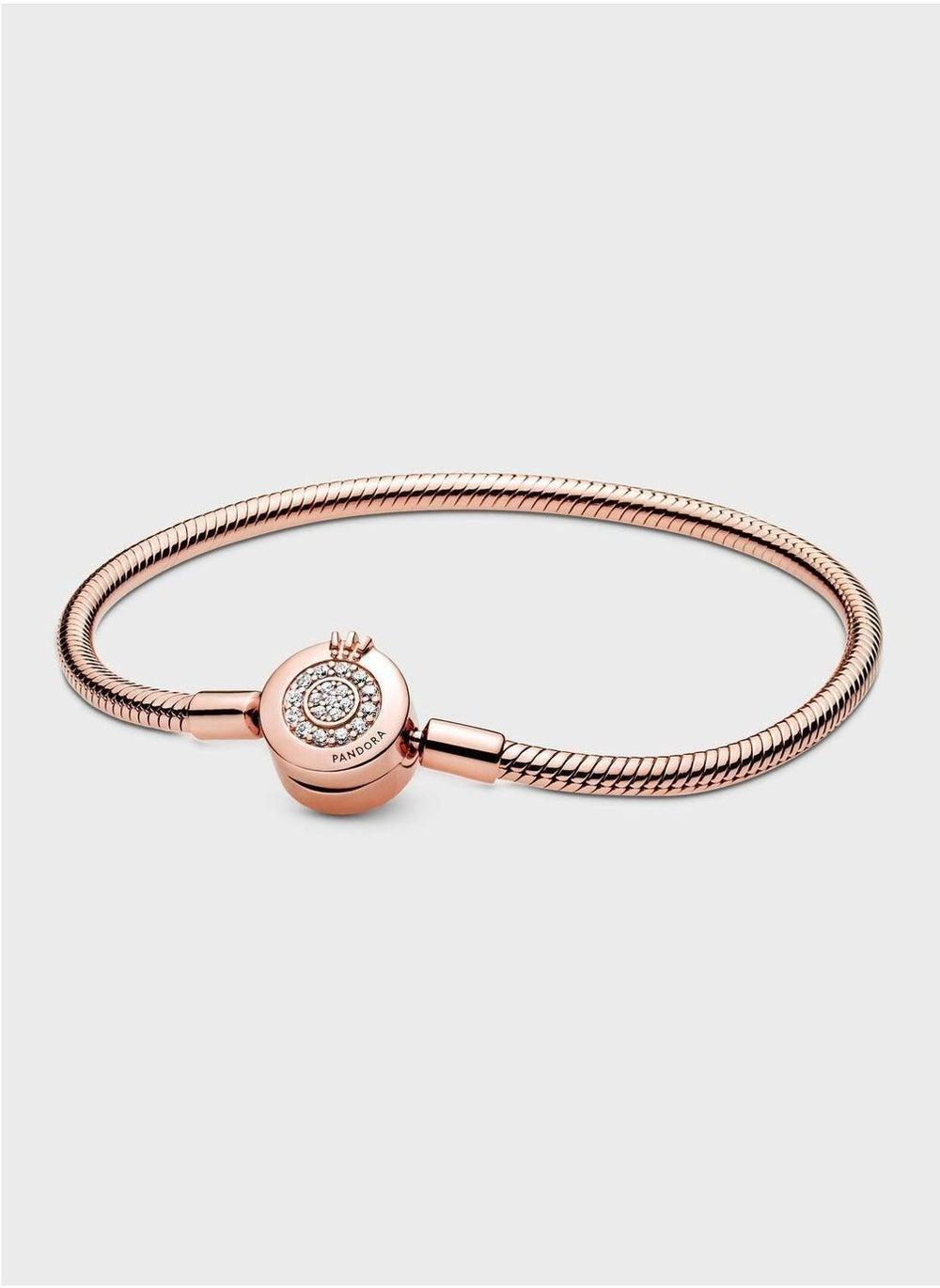 PANDORA Sparkling Crown O Rose Gold Snake Bracelet - Image 1