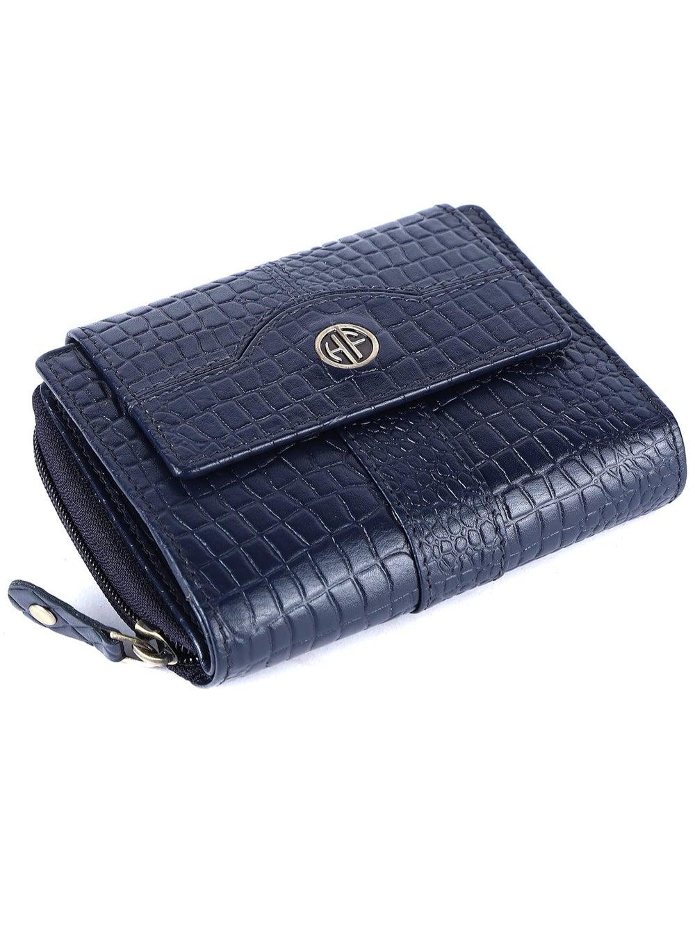 HAMMONDS FLYCATCHER Croc Blue Leather Women's Wallet ZSM3 - Image 1