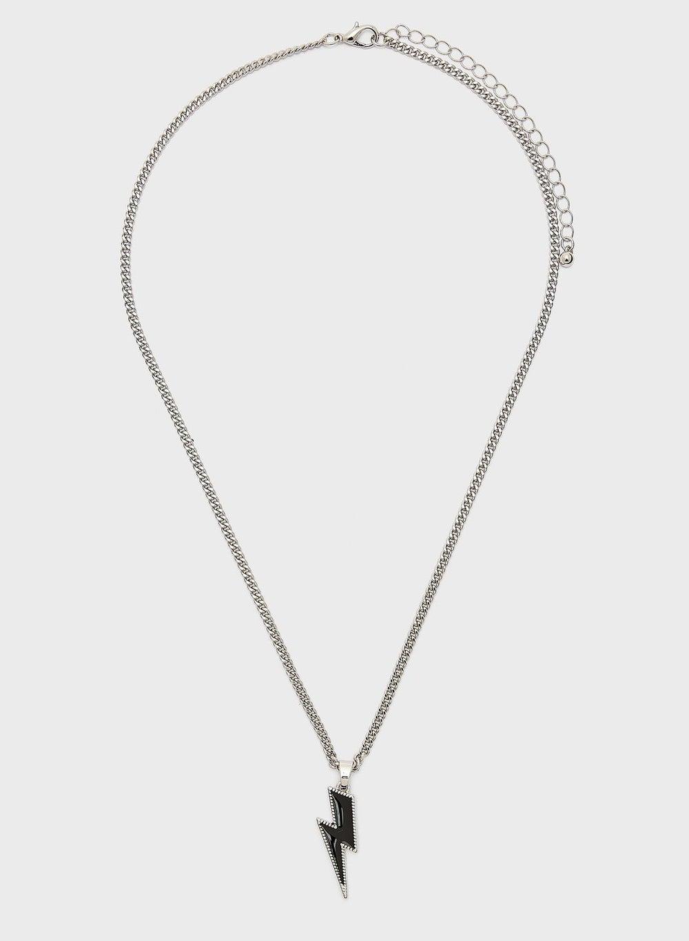 Seventy Five Men's Silver-Tone Lightning Bolt Pendant Necklace - Image 1
