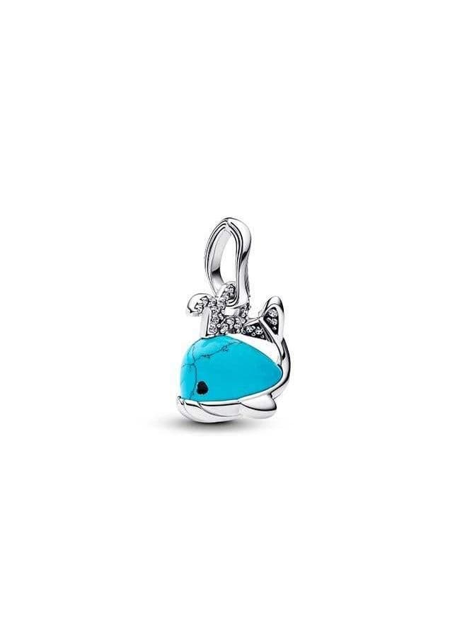 PANDORA Sterling Silver Turquoise Whale Charm - Image 1