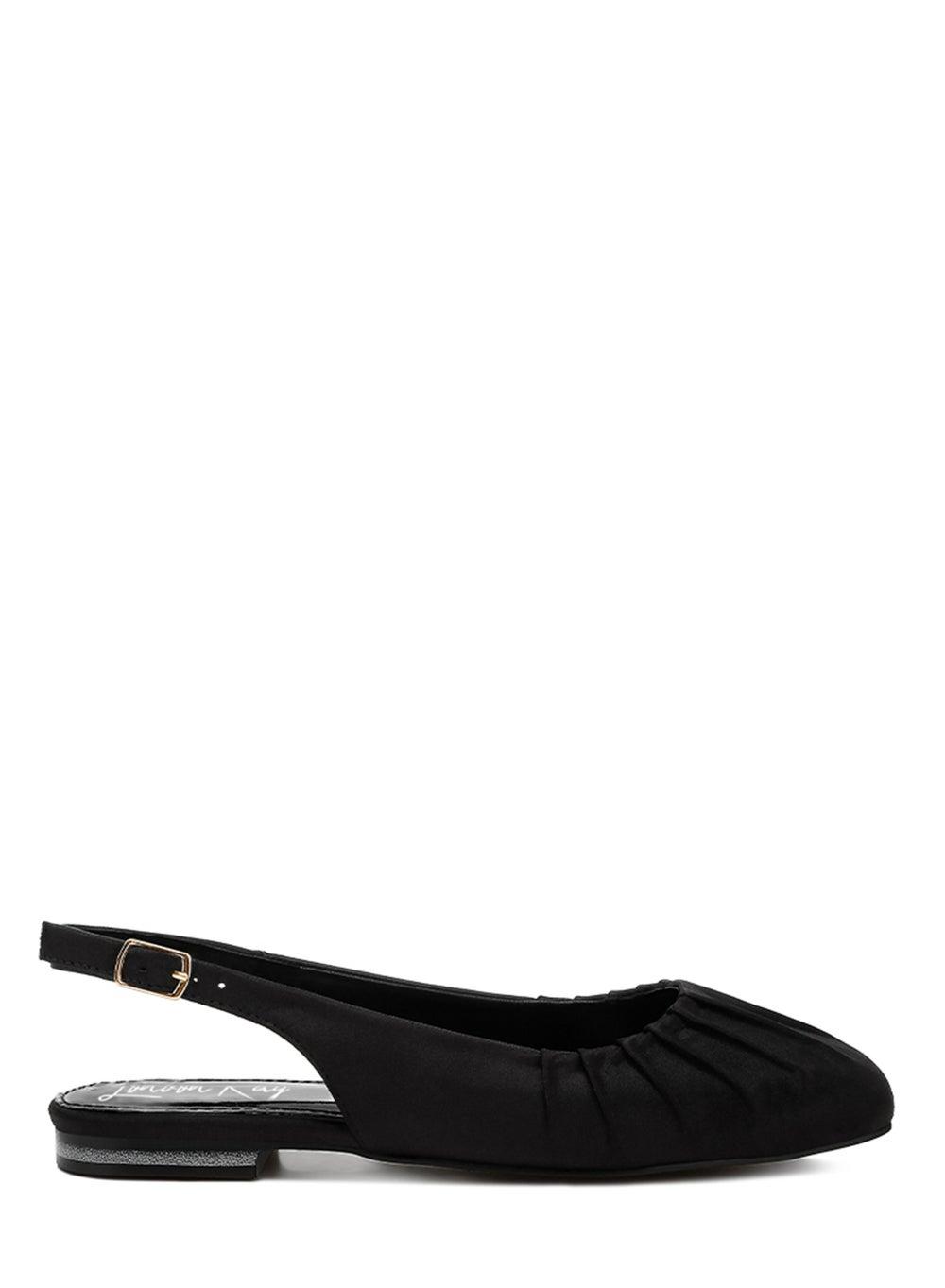 SH5200 Black Satin Square Toe Elegance Slingbacks - Image 1