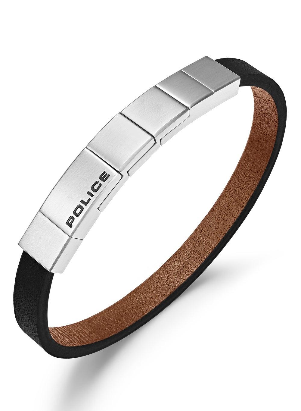 POLICE Dual-Tone Reversible Leather Bracelet for Men - Image 1