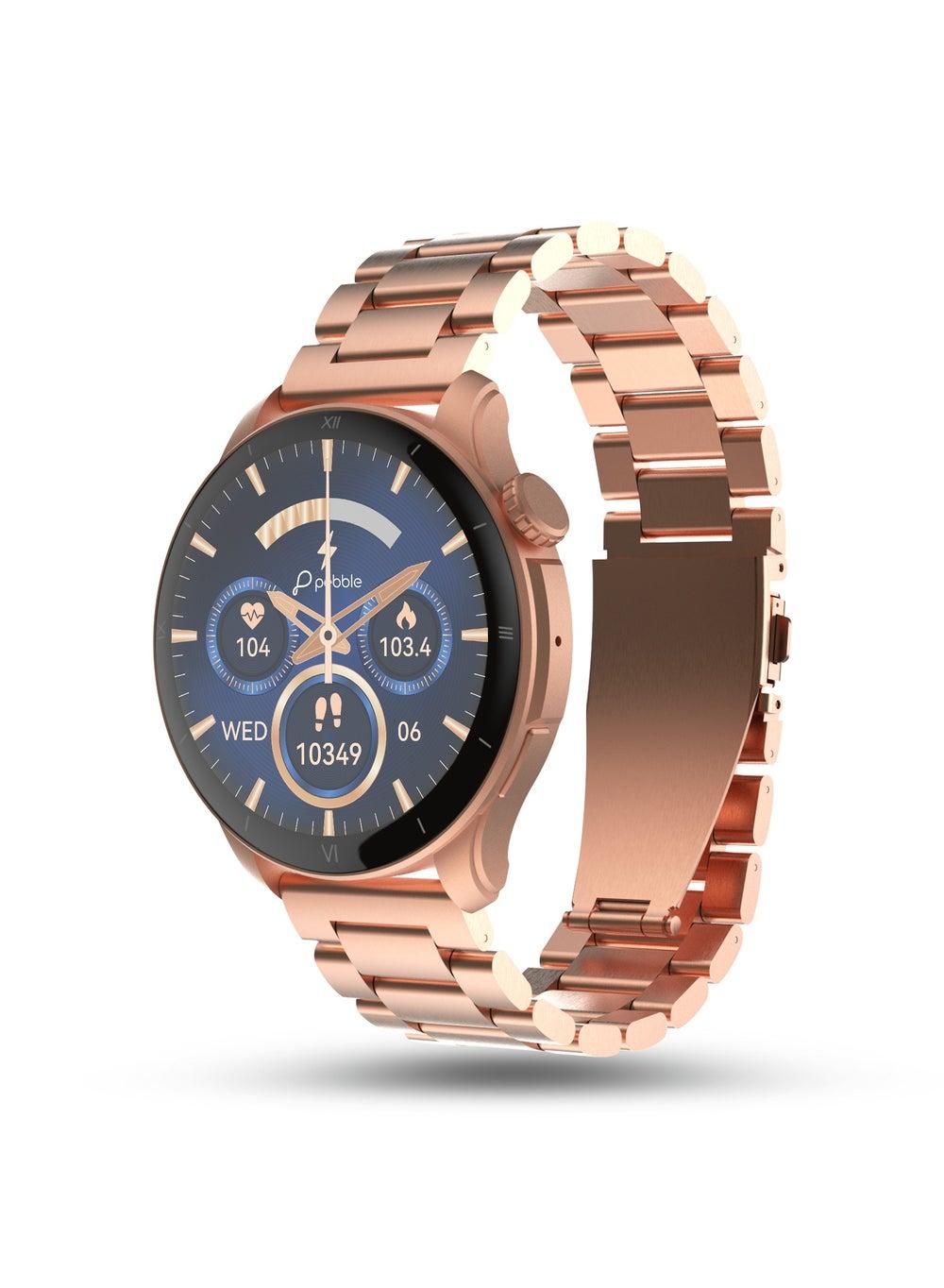 Pebble Rose Gold Cosmos Vault 1.43" HD Smartwatch - Multifunctional Elegance - Image 1