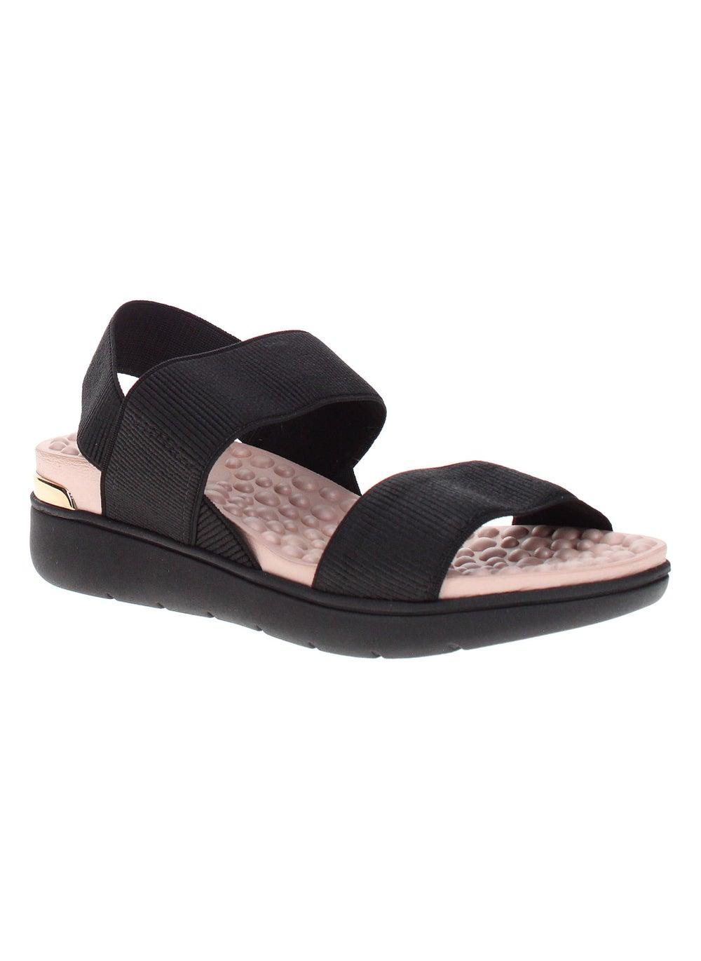 Elevated Elegance Black Wedge Sandals for Women - Image 1