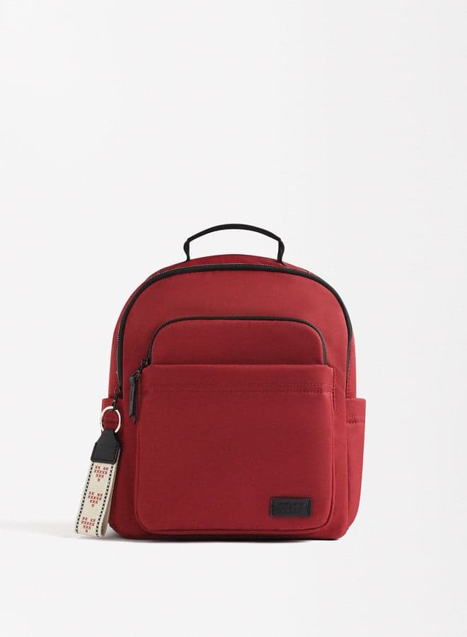 Chic PARFOIS Red Nylon Backpack With Heart Pendant - Image 1