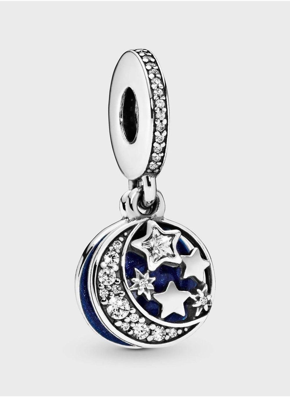 PANDORA Moon & Blue Sky Sterling Silver Dangle Charm - Image 1