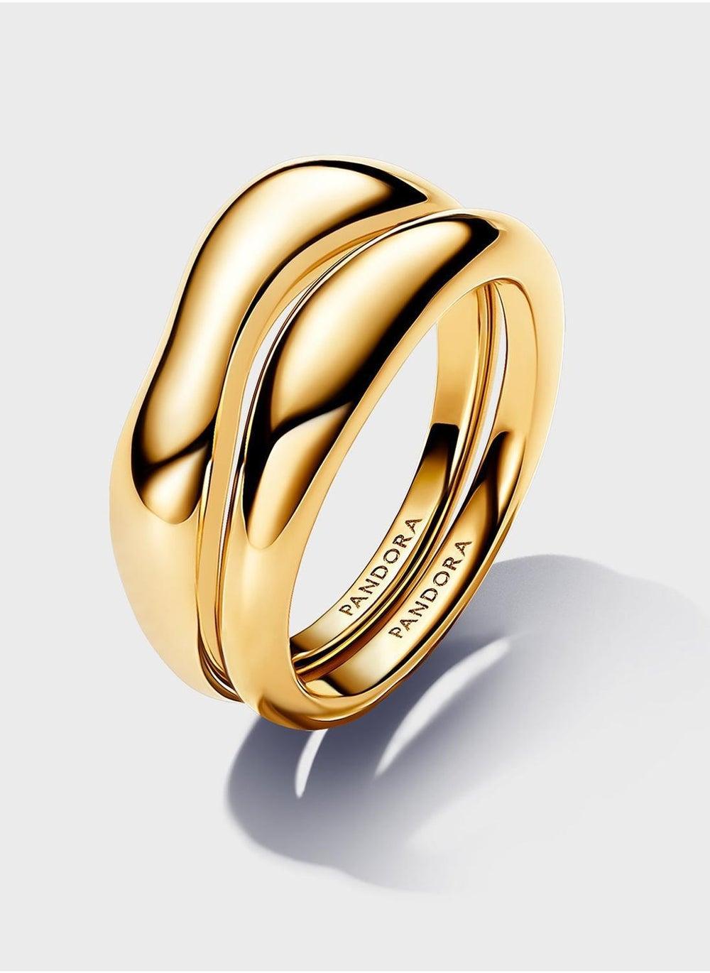 PANDORA 14K Gold-Plated Organic Stacking Rings for Women - Image 1