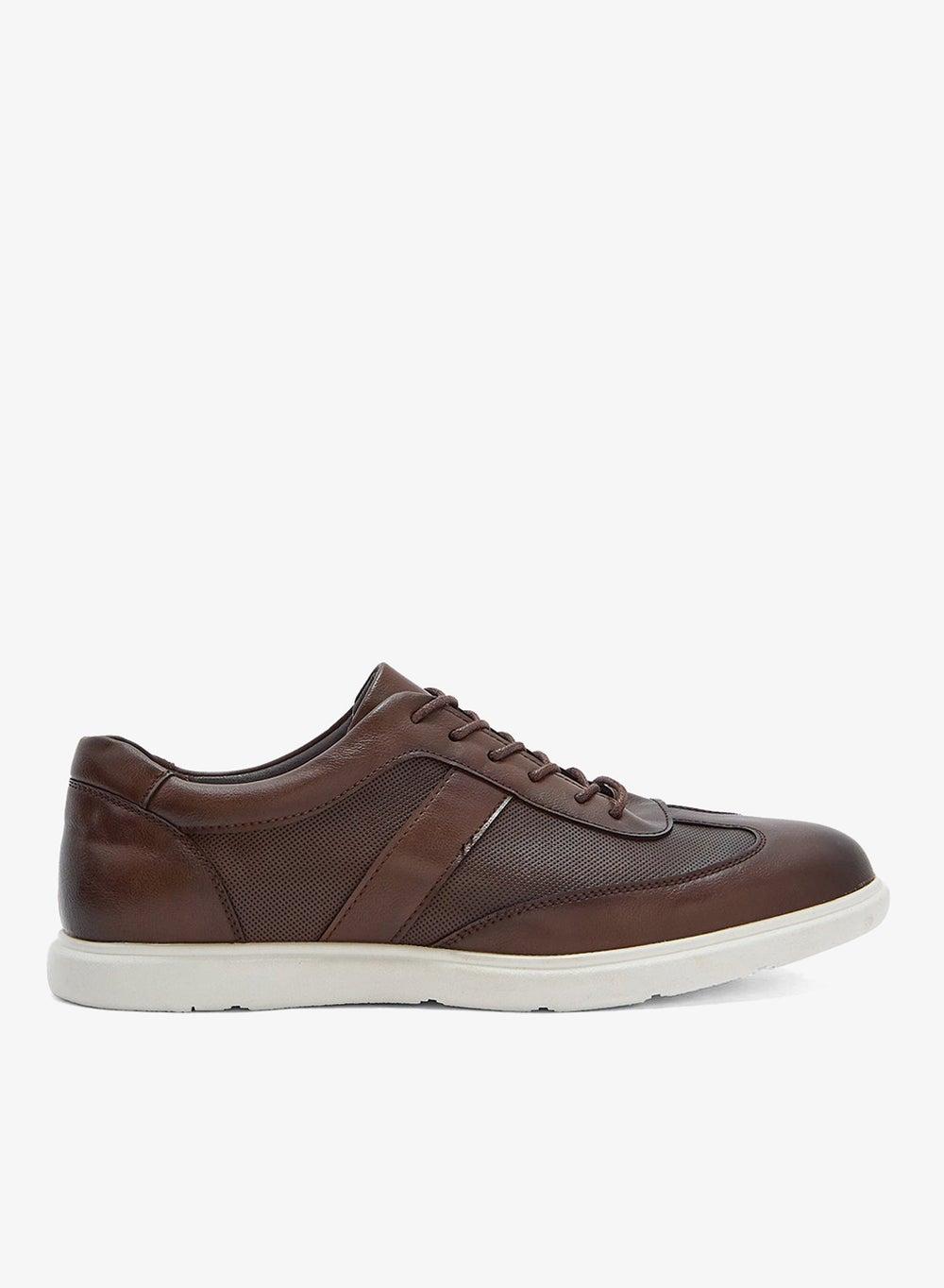W51239 1 Coffee Elegance: Men's Smart Casual Low-Top Sneakers - Image 1
