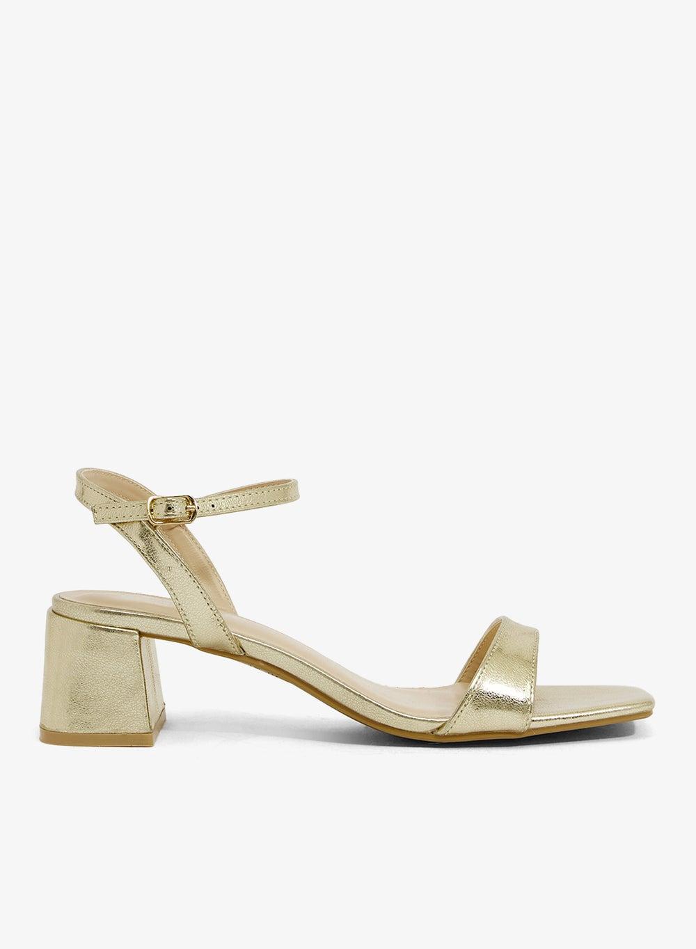 Golden Allure Casual Ankle Strap Heels - Style FW13496 - Image 1