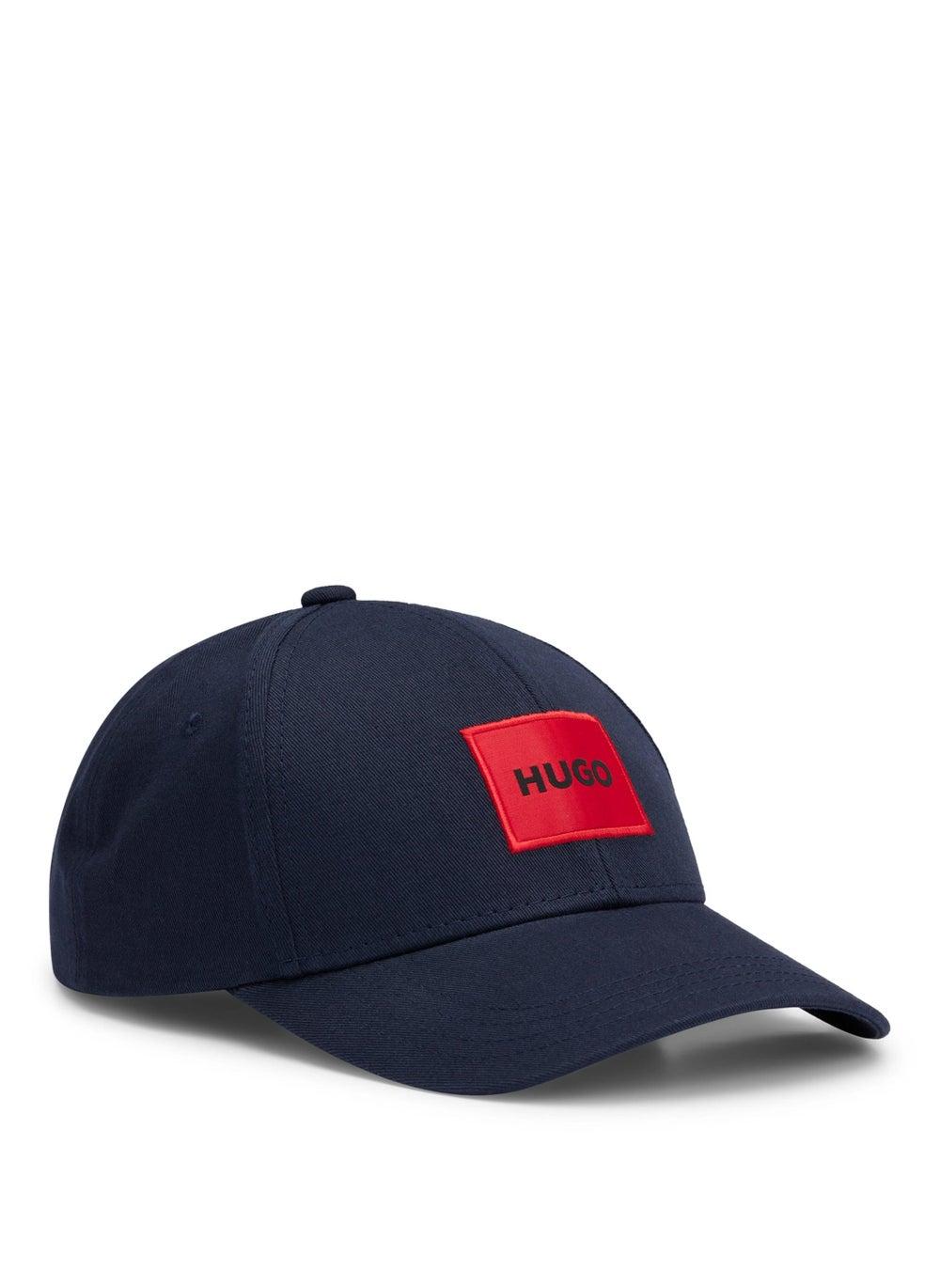 HUGO Men's Cotton-Twill Cap with Vibrant Red Logo - Image 1