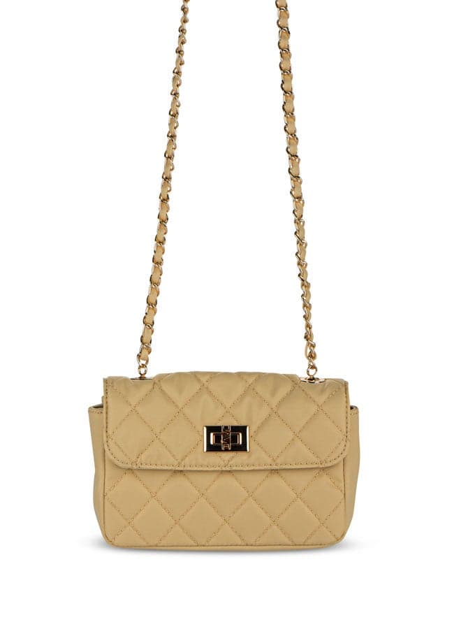 Vincci Yellow Elegance: Women's Quilted Shoulder Bag with Chain Detail - Image 1