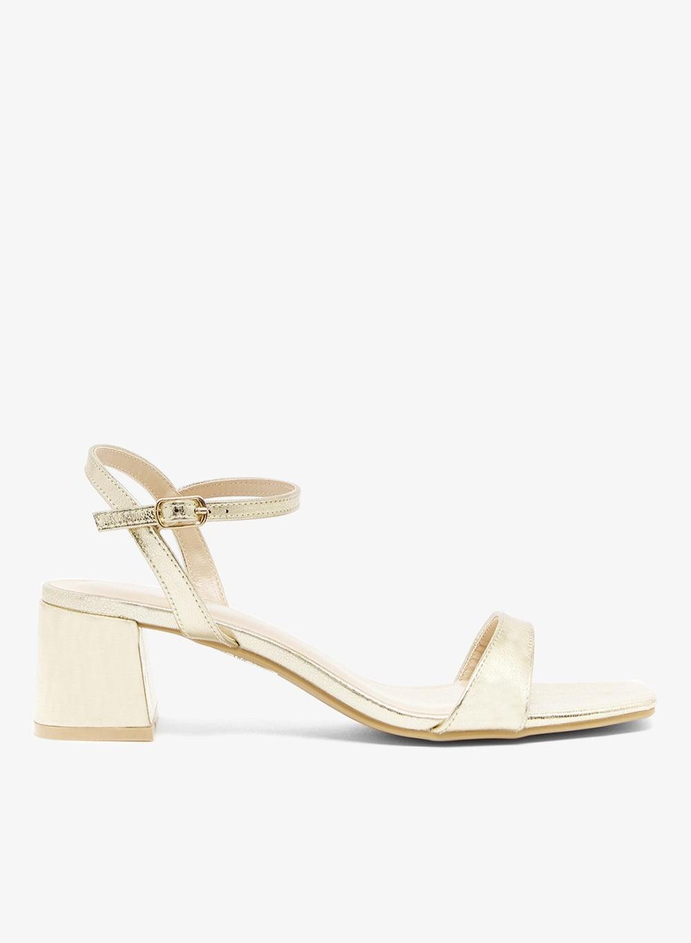 Elegant Gold Ankle Strap Heeled Sandals - FW13496E - Image 1