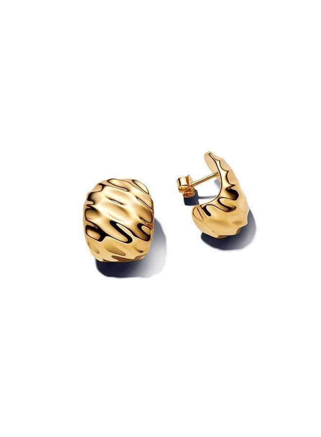 PANDORA Rippled Elegance: Wide Hoop Earrings - Image 1