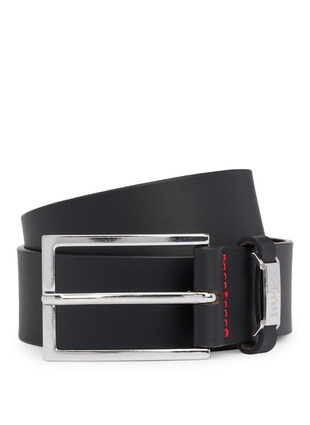 HUGO Sleek Buffalo-Leather Men's Belt with Logo Detail - Image 1