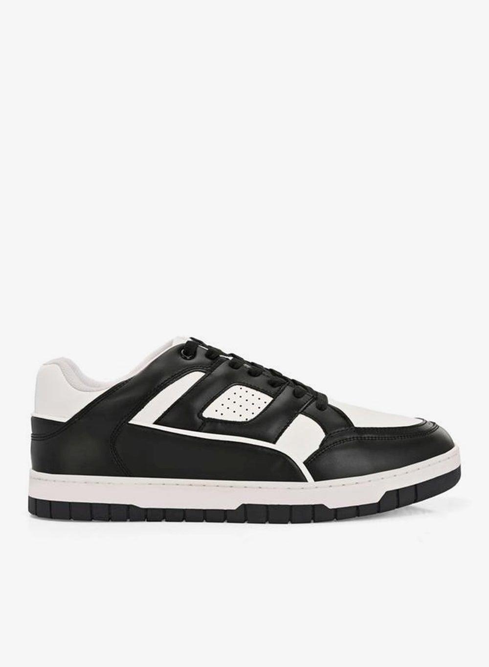 Elegant Color Block Court Lace-Up Sneakers 7011906801Black - Image 1