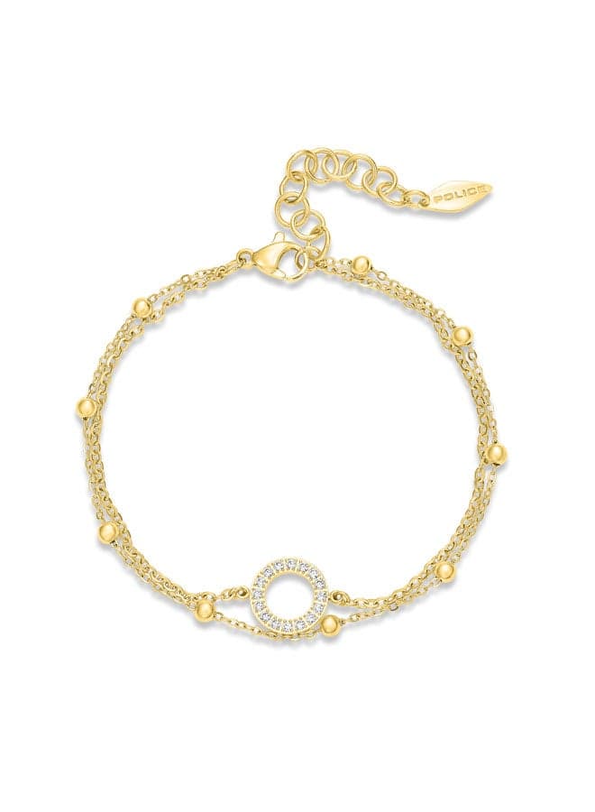 POLICE Ayara Gold-Plated Twin-Chain Bracelet with Crystal Charm - Image 1