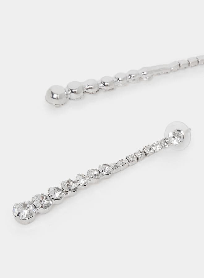 Styli Embellished Rhinestone Drop Earrings - Dazzle Elegantly - Image 1