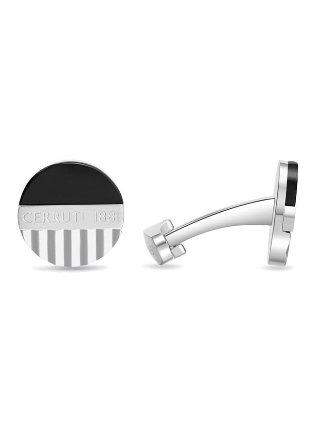 CERRUTI 1881 Leandro Silver and Black Onyx Cufflinks - Image 1