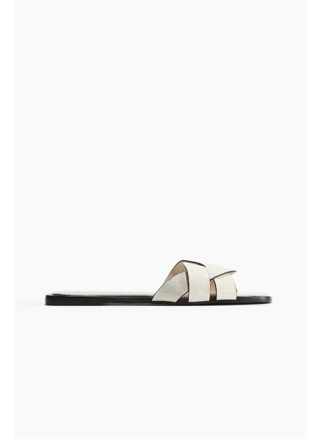 White Dusty Light Braided Flat Sandals for Women - Image 1