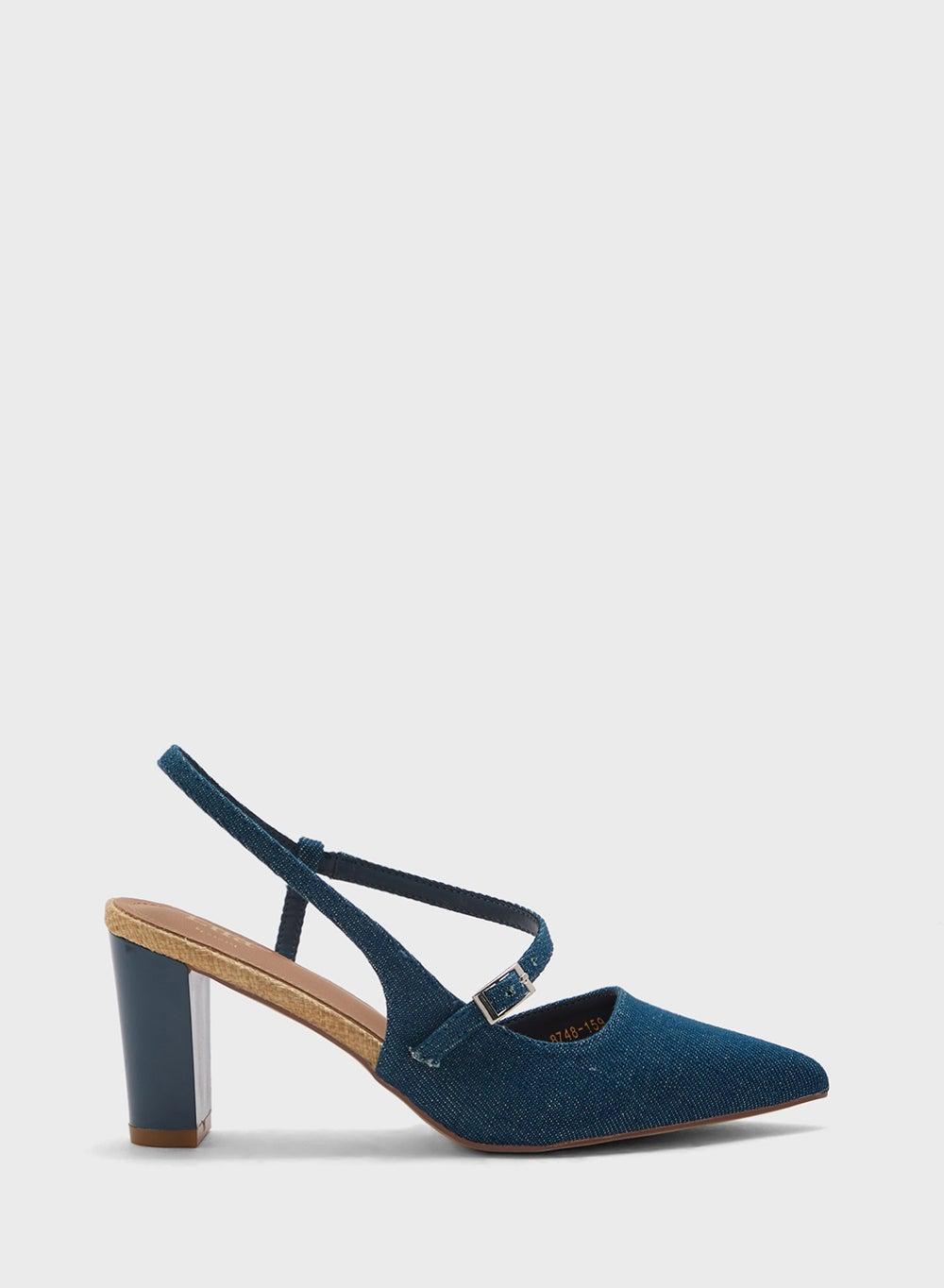 Elegant Denim Sling Back Pump - Style No: 8748 159 - Image 1