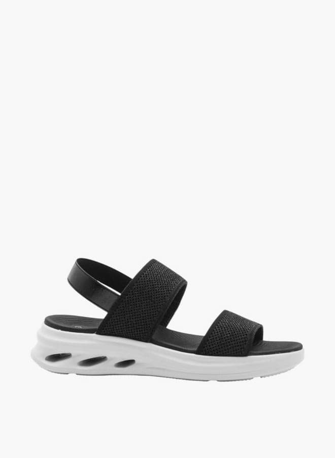 Elegant Bza24218 5Black Textured Flat Sandals with Backstrap - Image 1
