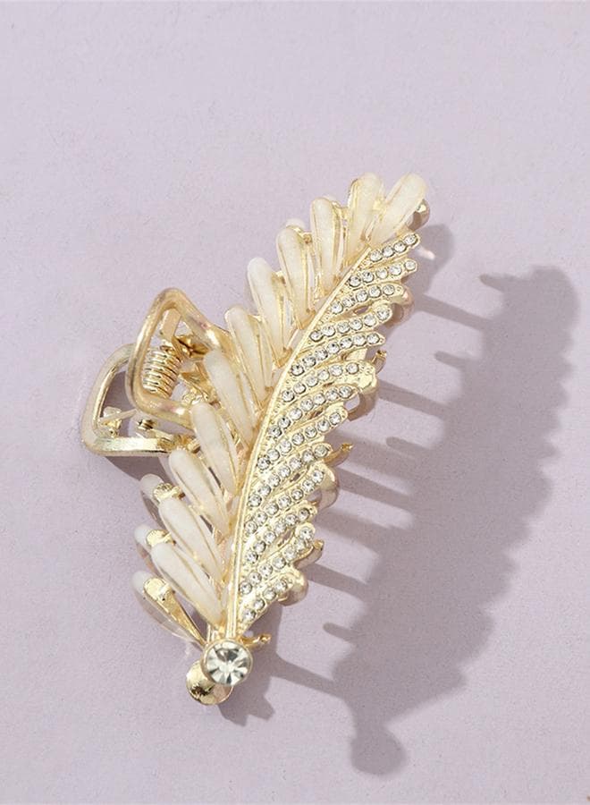 Gold Leaf Rhinestone Elegance Claw Clip - Image 1