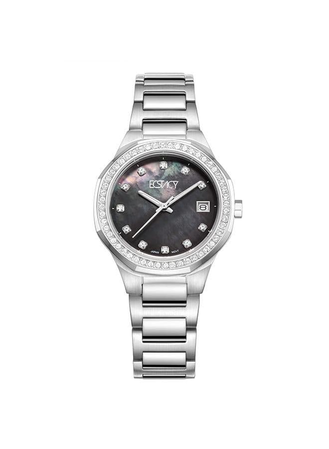 ECSTACY E23511-SBSMB Elegant Analog Stainless Steel Watch - 33mm - Image 1