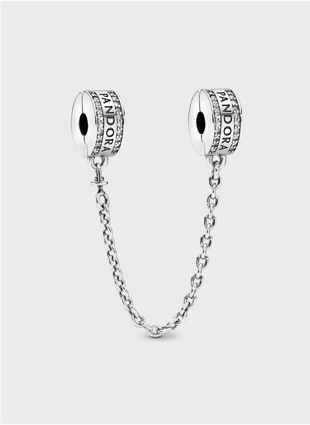 PANDORA Sterling Silver Logo Safety Chain Clip Charm - Image 1