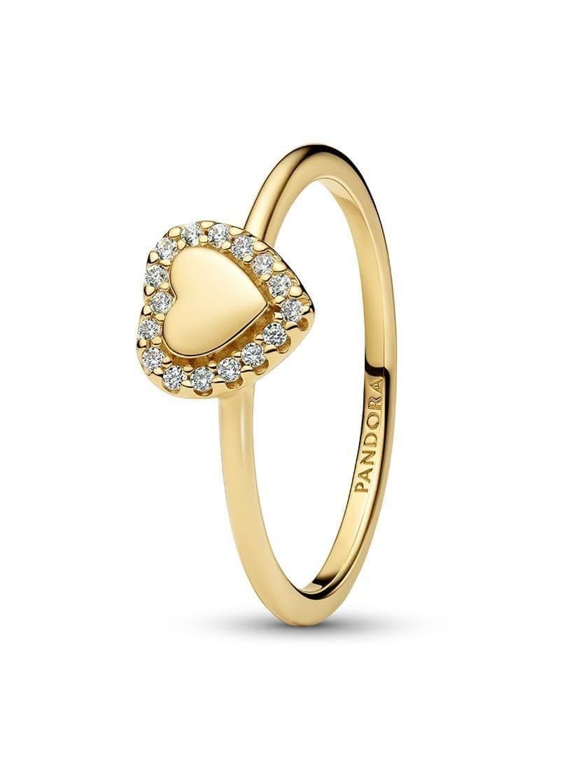 PANDORA Engravable Heart Halo Ring - Gold Plated Elegance - Image 1