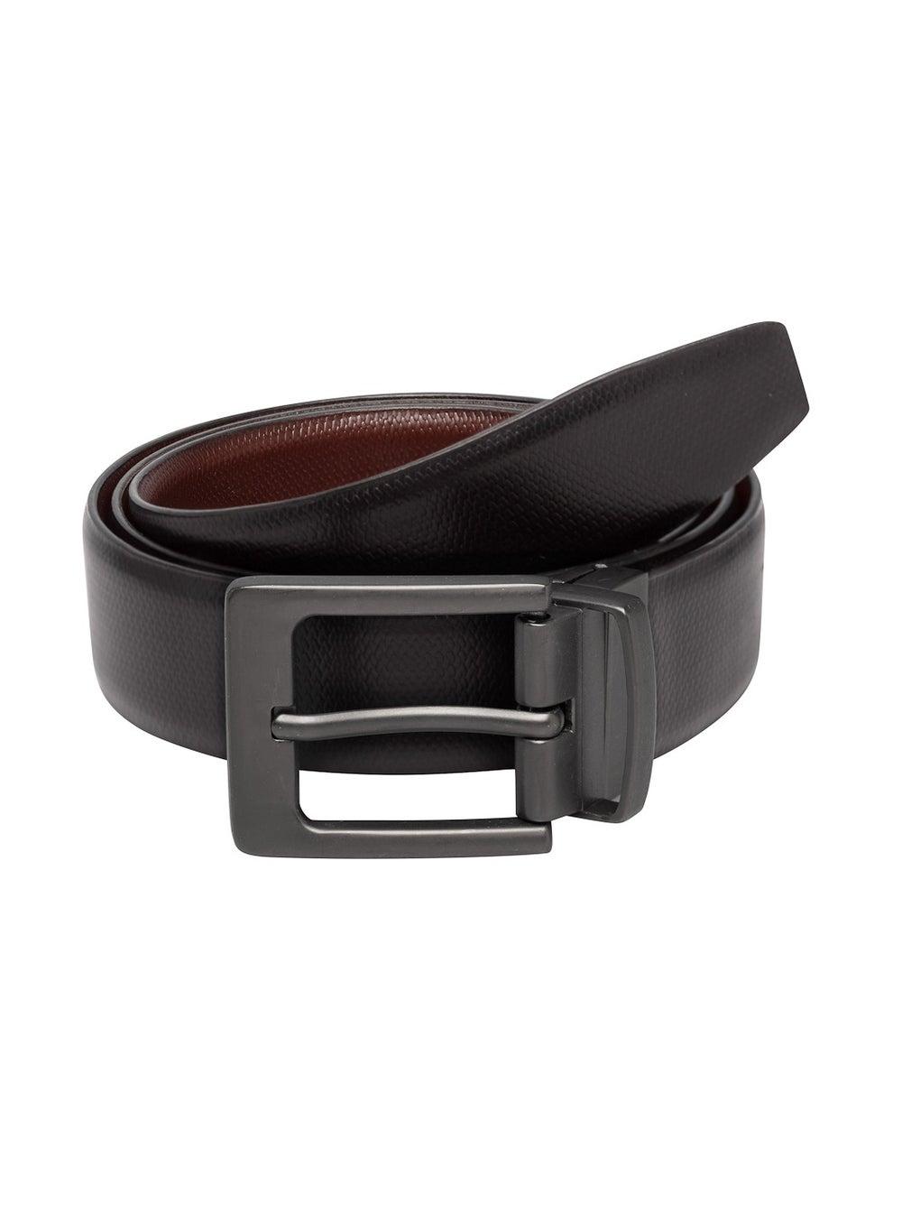 TEAKWOOD Black & Brown Men’s Genuine Leather Reversible Belt - Image 1